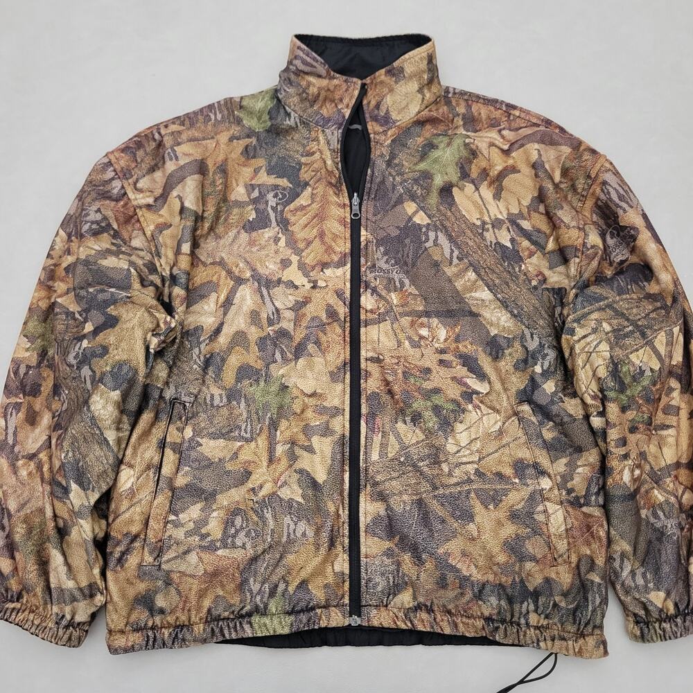 VTG Duxbak Reversible Camo Jacket Mens L Realtree Fleece Nylon Bomber Hunting